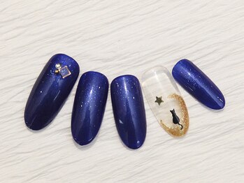 ネイルサロン マハロ 横浜四季の森フォレオ店(Nail Salon Mahalo)/三日月と猫 定額¥6300