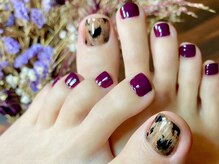 サロンドフォーエイチ(salon de 4H)/ボルドー×レオパードネイル！