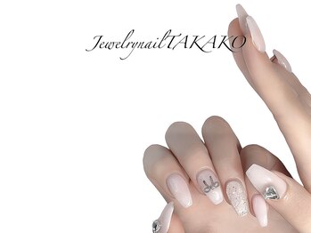 リボン×ハートのミルキーネイル