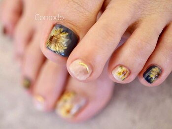 ネイル アトリエ コモード(nail atelier Comodo)/絵画ネイル [ひまわり]