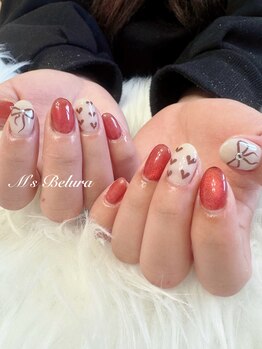 バレンタイン風ネイル