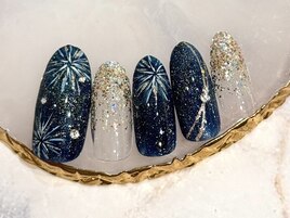 マグネット×花火ネイル
