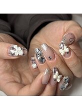 ネイルアトリエビー(nail atelier be’)/リボン×チェック　design