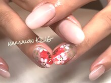 ネイルサロン キリグ(KILIG)/おそろいお花ネイル☆ハンド