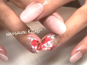 ネイルサロン キリグ(KILIG)/おそろいお花ネイル☆ハンド
