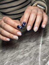 ユルックネイル(yluck nail)/定額トレンド/ネイビー/ホワイト