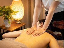 和癒の雰囲気（酵素浴でしっかり温まり、マッサージで滞った巡りを促進。）