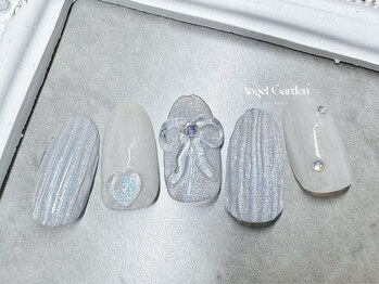 エンジェルガーデンネイル 池袋店(Angelgarden nail)/バカラ&3Dリボンネイル