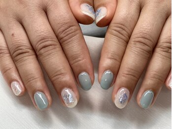 ラニー アンド ココネイル(LANIE&CocoNail)/くすみブルー＋シェル♪