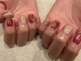 お花キラキラネイル