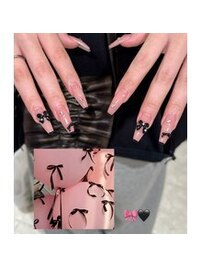 大人ベージュ黒リボン