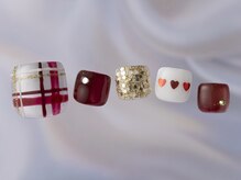 ジェミーネイル シンジュク(Jemiy nail shinjuku)/チェックボルドーラメ¥9480