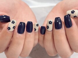 レトロ♪ネイビー×フラワーnail