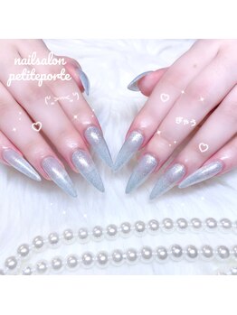 プティポルト(petite porte)/長さだし×水色ラメネイル♪