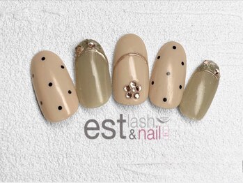 エストラッシュアンドネイル 銀座店(est lash&nail)/ドットカーキフレンチネイル