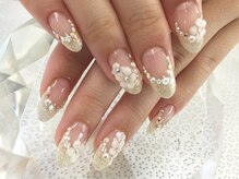 ラリュールネイル(L'Allure nail)/ブライダルフラワーネイル￥9200