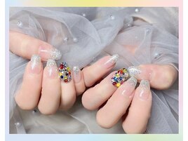ラメネイル+2本埋め尽くし