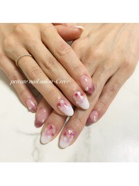 ガーリーハート埋め込みネイル