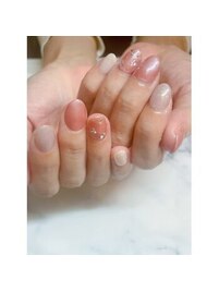 パープルピンク×ストーンアート