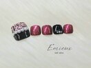 赤黒ツイードネイル