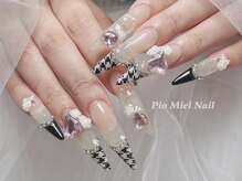 ピオミエルネイル 新宿(pio miel nail)/千鳥柄ハートネイル