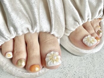 フォーユーネイル(4U nail)/フット ぷっくりフラワー