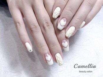 カメリア(Camellia)/冬/ハンドネイル/フィルイン