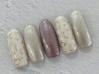 ディーネイル 池袋(D-nail)/【山崎】ミラー×ヒョウ柄