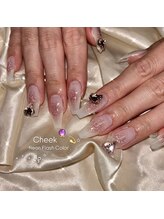 nail salon popo 新宿三丁目2号店　〈韓国ネイル×ワンホンネイル×長さだし〉/チークネイル