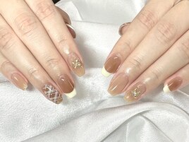 チェック×リボン