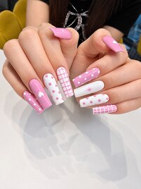 【スカルプ】ピンク×ホワイト