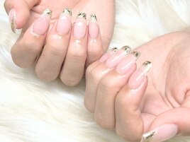 ゴールドガラスフレンチネイル