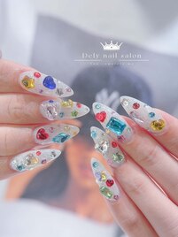 カラフルビジューネイル
