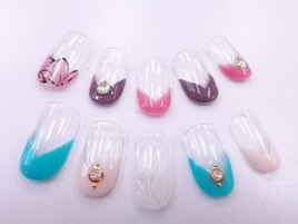 Vフレンチ+お花アート