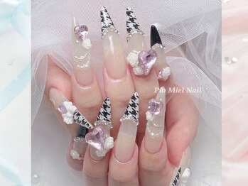 千鳥柄ハートネイル