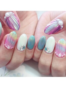 トータルサロン 白べぇーっ プラス/人魚の鱗ネイル