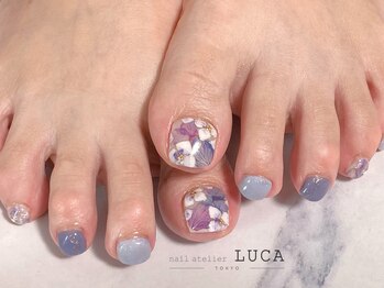 ネイルアトリエルカ(nail atelier LUCA)/W-198 紫陽花ネイルで梅雨フット