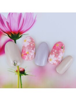 ラ カゼッタ(La casetta)/手描きシースルーコスモスネイル