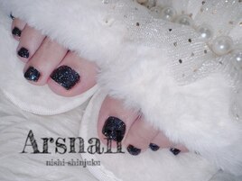 黒ラメフットネイル