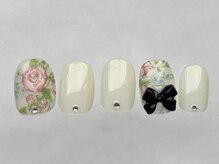 アイネイルズ 恵比寿店(I nails)/花柄フィルムリボンシンプル