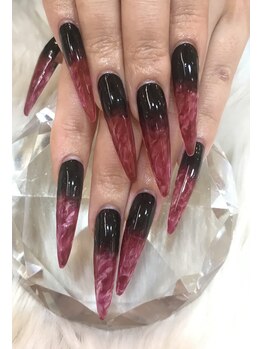 エスフィーネイルサロン ブリーユ(Esfy nailsalon Brille)/黒とボルドーマーブルネイル