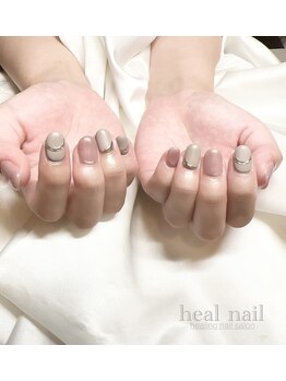 ヒールネイル(heal nail)/matt×くすみカラー×ライン