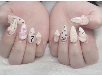 ハラ(Hara)/ホワイト　リボン　アートネイル