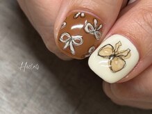 エクラス 銀座(Heclats)/リボン/手描き/アシメ/ブラウン