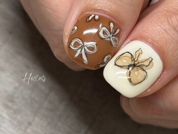 エクラス 銀座(Heclats)/リボン/手描き/アシメ/ブラウン