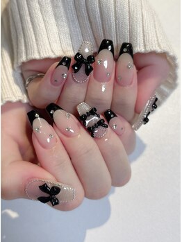 ネイルサロン エフ(ef)/黒フレンチ