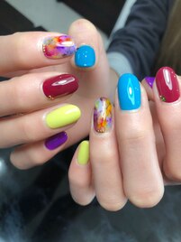 カラフルタイダイネイル