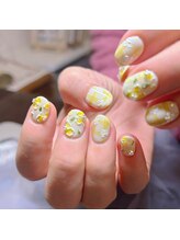 ネイルサロン リン(Lin)/お花チェックネイル