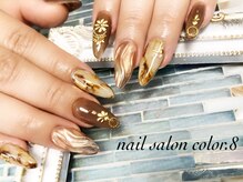 ネイルサロン カラーエイト(Nailsalon COLOR.8)/スカルプ　大理石　ミラーネイル