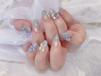 デコール 心斎橋(DECOR)/ブルーハートリボンネイル